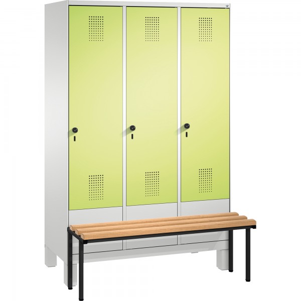 C+P Umkleidespind 4903032S10017 Sitzbank 3Abteile B1200mm lgr/cgn