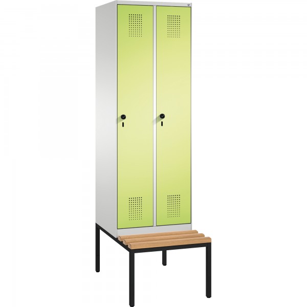C+P Umkleidespind 4905020S10096 Sitzbank 2Abteile B600mm lgr/cgn