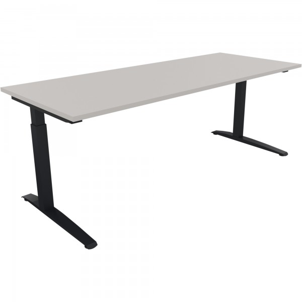 Schreibtisch Kufe Einzels. Quadrat B2000xT800xH650-850 an/Lichtgrau