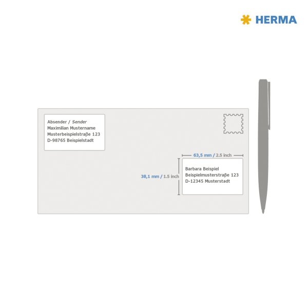 HERMA Folienetikett 8017 63,5x38,1mm tr 525 St./Pack.