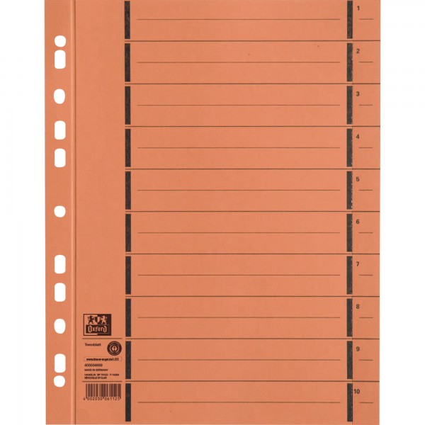 Oxford Trennblatt 400004669 DIN A4 250g Manilakarton orange