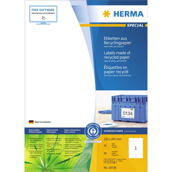 HERMA Etikett 10738 RC 210x297mm nws 80St