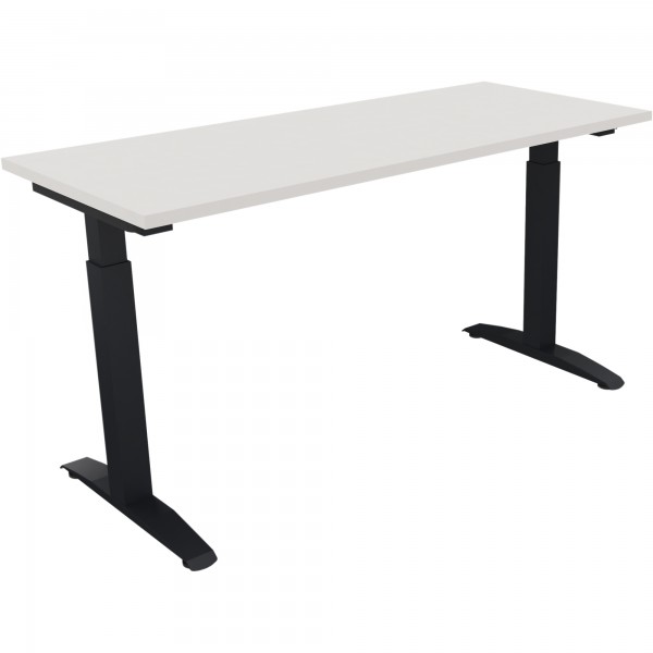 Schreibtisch Kufe Einzels. Quadrat B1400xT600xH650-850 an/Weiß