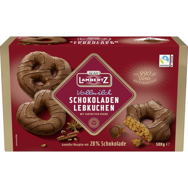 Lambertz Schokoladen-Lebkuchen 27980 Herzen-Sterne-Brezeln 500g