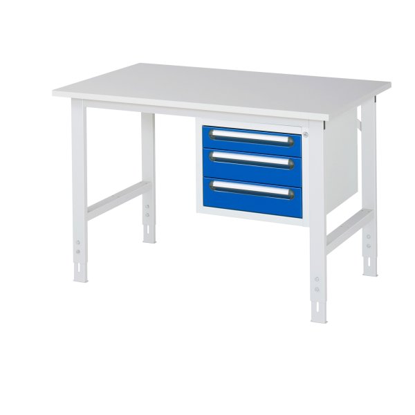 RAU Arbeitstisch 3Schübe 1250x800x760-1080 lgr/ebl