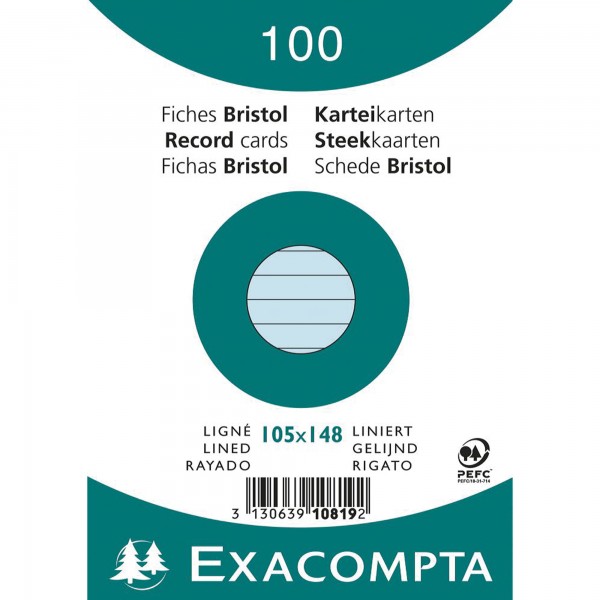 Exacompta Karteikarte 10819SE DIN A6 liniert blau 100 St./Pack.