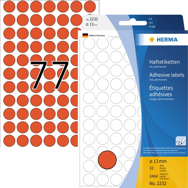 HERMA Markierungspunkt 2232 13mm Papier rot 2.464 St./Pack.