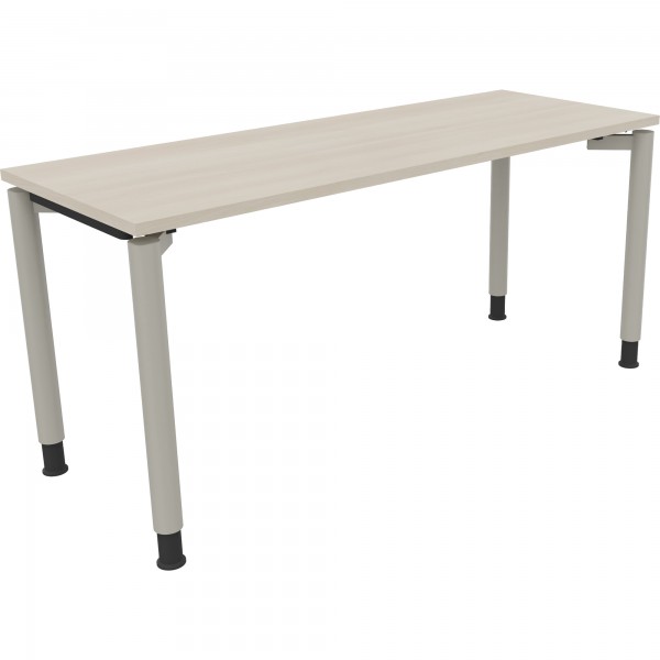 Schreibtisch Vierfuß Rundrohr B1600xT600xH680-820 si/Akazie hell