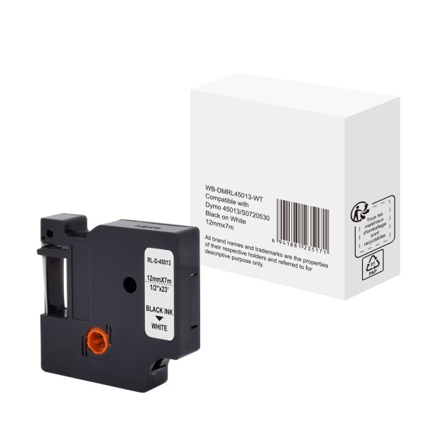 Schriftband wie Dymo S0720530 12mmx7m sw auf ws