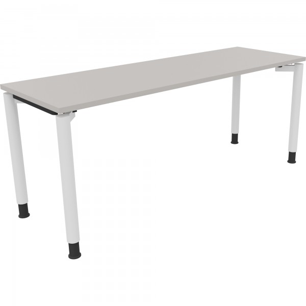 Schreibtisch Vierfuß Rundrohr B1800xT600xH680-820 ws/Lichtgrau