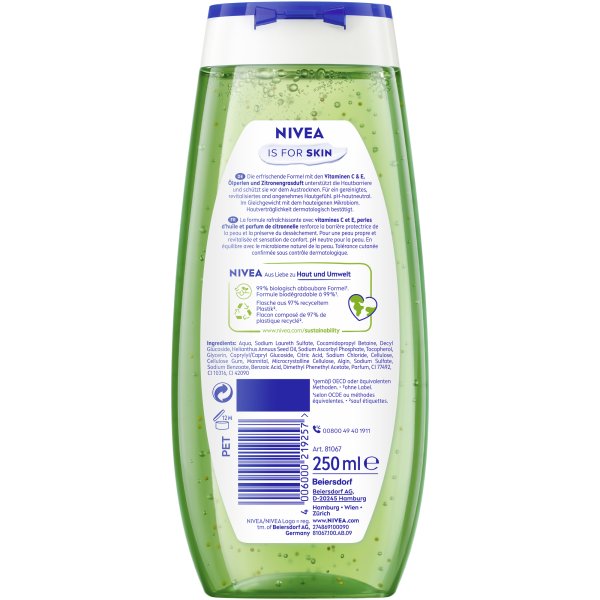 Nivea Duschgel Lemongrass & Oil 250ml