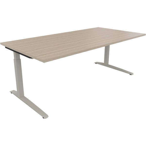 Schreibtisch Kufe Einzels. Quadrat B2000xT1000xH650-850 si/Eiche Natur