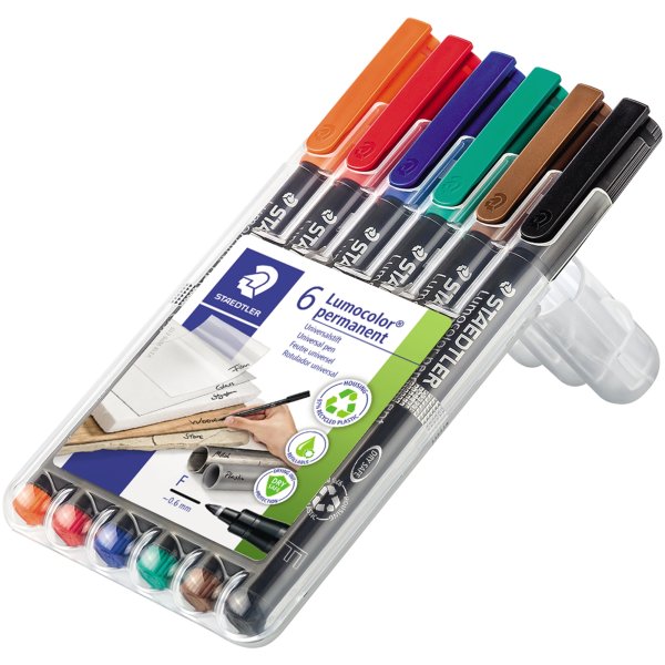 Staedtler Folienstift Lumocolor 0,6mm sort. 6 St.