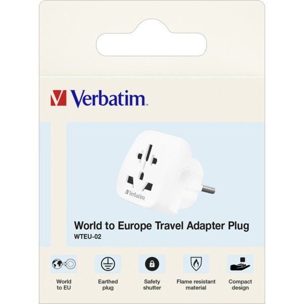 Verbatim Reisestecker WTEU-02 10A 100-250V ws