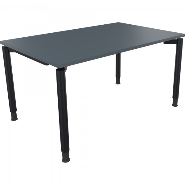 Schreibtisch Vierfuß Rundrohr B1400xT900xH680-820 an/Lavagrau