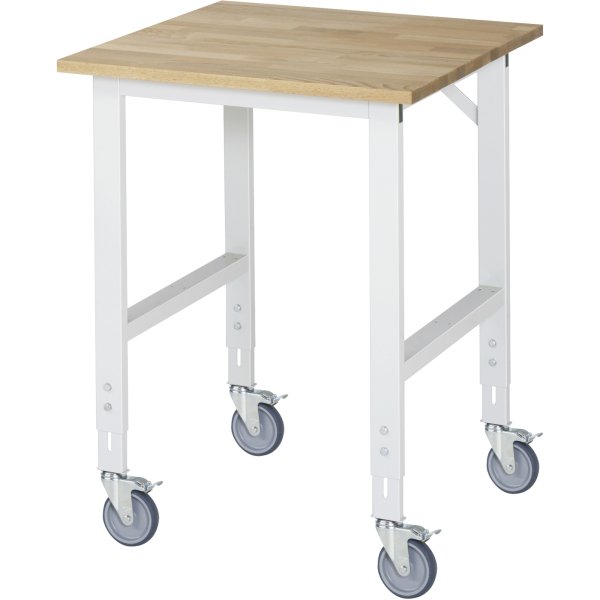 RAU Arbeitstisch 750x800x910- 1230 fahrbar B-Platte l.gr