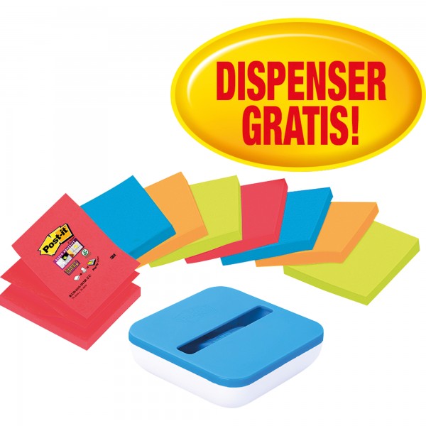 Post-it Haftnotiz Z-Notes VAL-B8P 90Bl. sortiert 8 St./Pack. +Spender