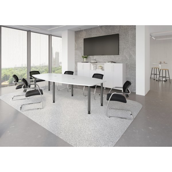 Hammerbacher Konferenztisch 280cm 6RRFüße ws/gr