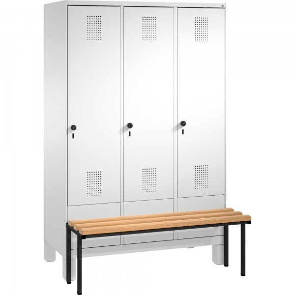 C+P Umkleidespind 4903032S10002 Sitzbank 3Abteile B1200mm lgr/lgr