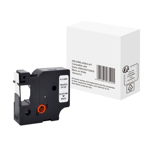 Schriftband wie Dymo S0720830 19mmx7m sw auf ws