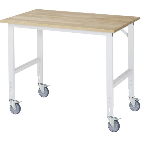RAU Arbeitstisch 1250x800x910-1230 fahrbar lgr