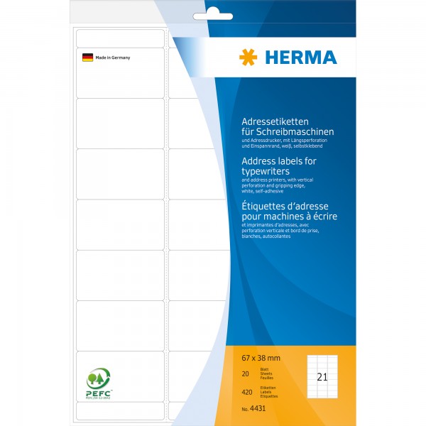 Herma Etikett 67x38mm weiß 420St