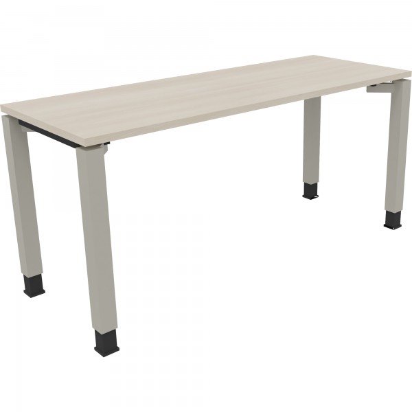 Schreibtisch Vierfuß Quadratrohr B1600xT600xH680-820 si/Akazie hell
