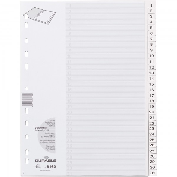 DURABLE Ordnerregister 616002 DIN A4 1-31 geprägte Taben ws