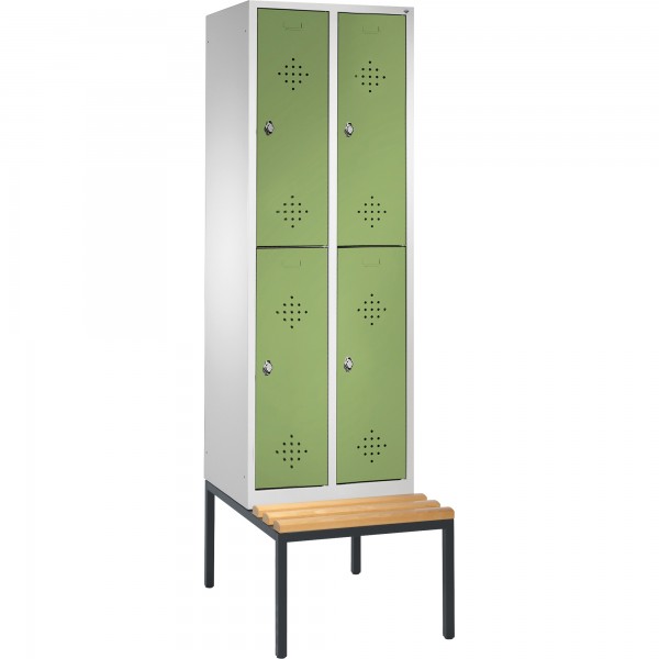 C+P Doppelspind 835020S10189 mit Sitzbank 4Fächer lgr/rgn