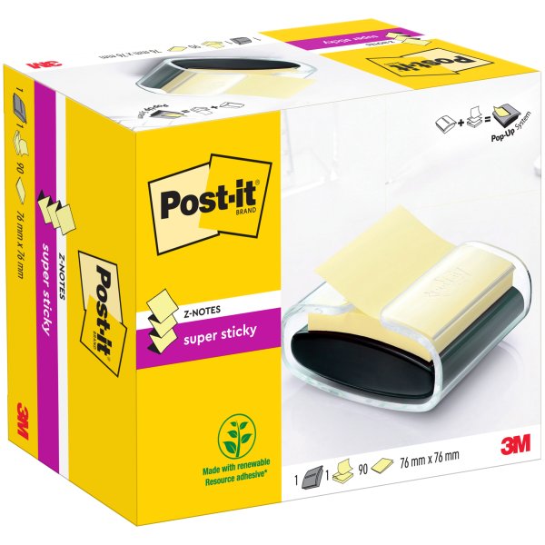 Post-it® Haftnotizspender Super Sticky sw +Z-Notes