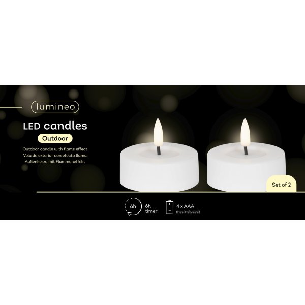 LUMINEO LED Teelicht Outdoor 2St ws