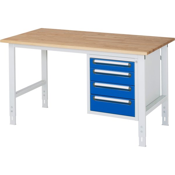 RAU Arbeitstisch 4Schübe 1500x800x760-1080 lgr/ebl