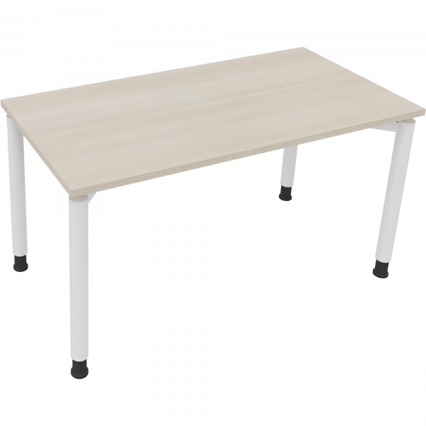 Schreibtisch Vierfuß Rundrohr B1400xT700xH680-820 ws/Akazie hell