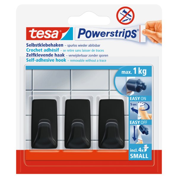 tesa Haken Powerstrips Small 58278-00000 sw 3St