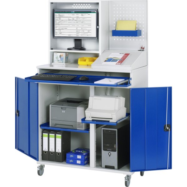 RAU Computerschrank 1100x520x1895mm mobil lgr/ebl