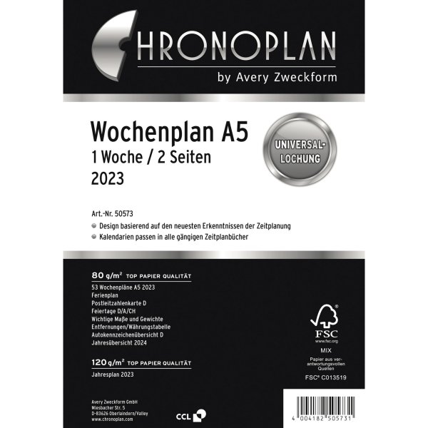 Chronoplan Wochenplan 2023 50573 DIN A5 1W/2S