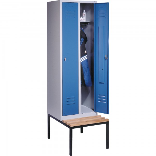 C+P Umkleidespind 805020S10002 m. Sitzbank 2Abteile lgr/lbl