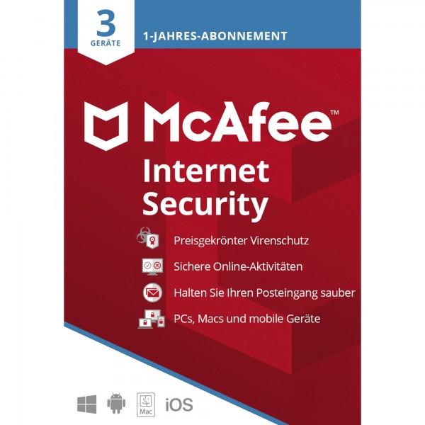 McAfee Internet Security Lizenz MIS00GNR3RDD 1 Jahr 3 Gerät