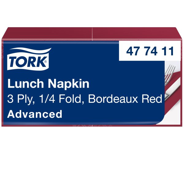 Tork Serviette 477411 33x33cm 3lg. 1/4 Falz bordeaux 150 St./Pack.