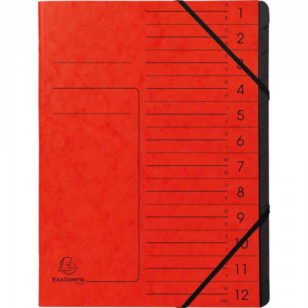 Exacompta Ordnungsmappe 541205E DIN A4 12Fächer Karton rot
