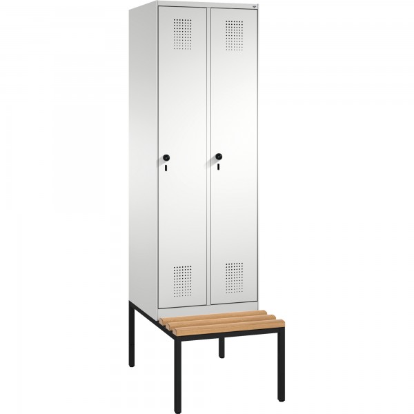 C+P Umkleidespind 4905020S10002 Sitzbank 2Abteile B600mm lgr/lgr