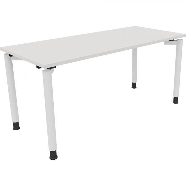 Schreibtisch Vierfuß Rundrohr B1600xT700xH680-820 ws/Weiß