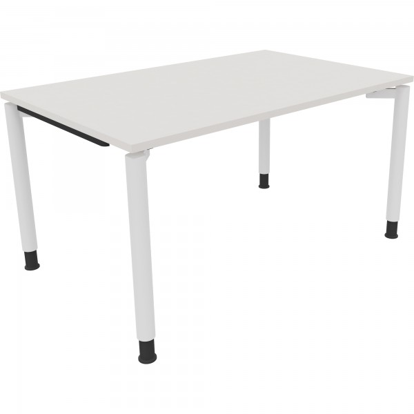 Schreibtisch Vierfuß Rundrohr B1400xT900xH680-820 ws/Weiß