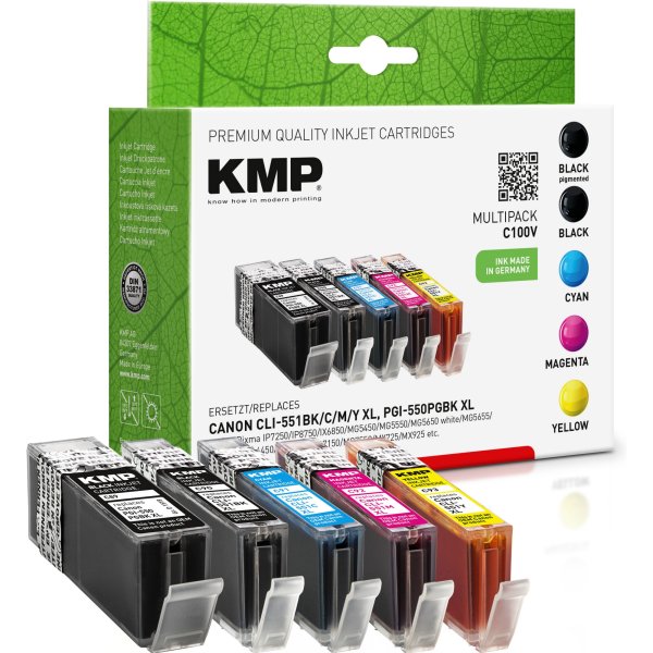 KMP Tintenpatrone 1519,0050 C100V wie PGI550XL/CLI551XL 5 St./Pack.