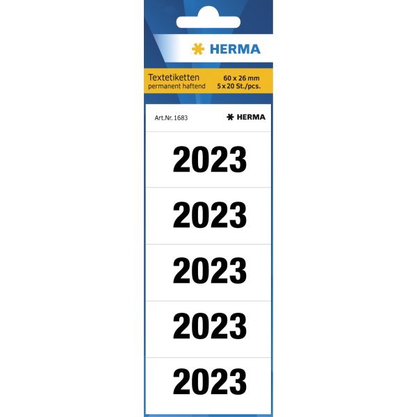 HERMA Jahresschild 2023 1683 60x26mm ws sk 100 St./Pack.