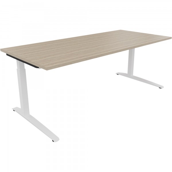 Schreibtisch Kufe Einzels. Quadrat B2000xT900xH650-850 ws/Eiche Natur