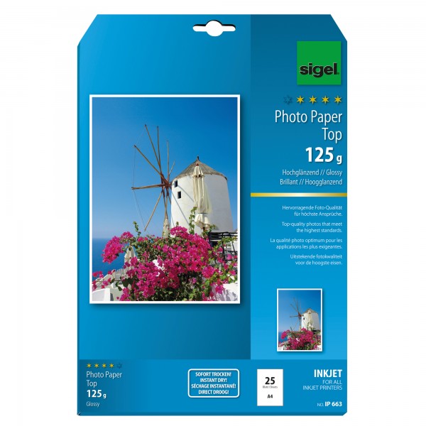 SIGEL Fotopapier IP663 DIN A4 125g hochweiß 25 Bl./Pack.