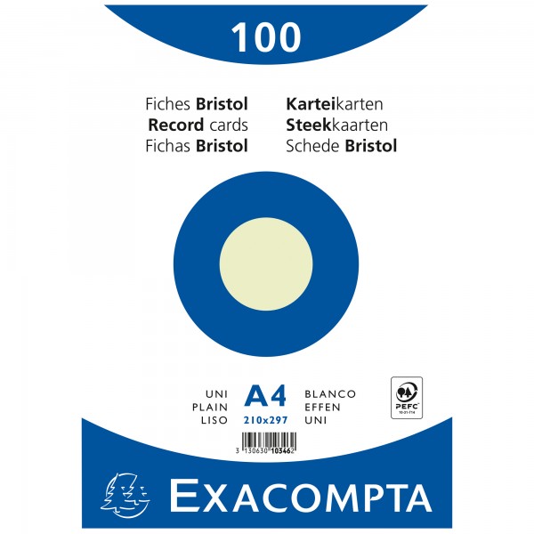 Exacompta Karteikarte 10346E DIN A4 blanko grün 100 St./Pack.