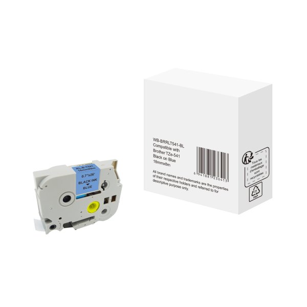 Schriftband wie Brother TZe541 18mmx8m sw auf bl