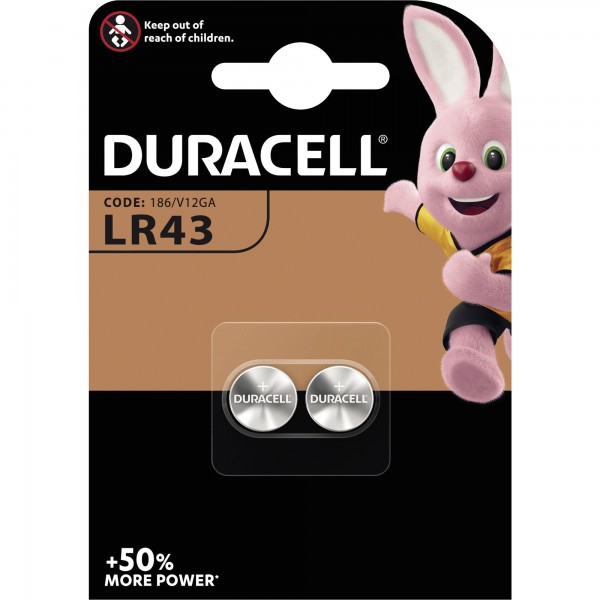 DURACELL Knopfzelle Electronics 052581 LR43 1,5V 2 St./Pack.